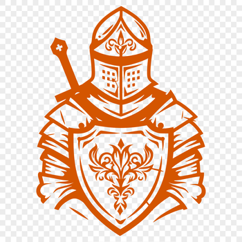 A medieval knight in armor with a sword and shield, suitable for vector design.