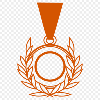 A metallic medal with a circular shape and a flat top, designed as a digital vector graphic.