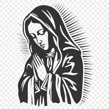 A classic illustration of the Virgin Mary in an ornate religious setting.