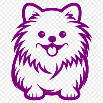 A small Pomeranian dog sitting on its hind legs, full-body illustration.