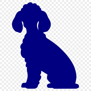 A vector graphic representation of a poodle in a seated position.