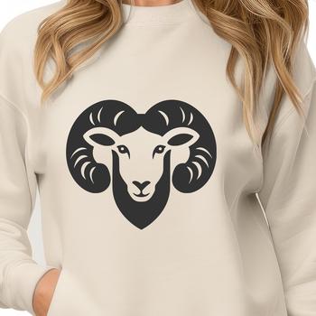 A realistic illustration of a sheep's head, suitable for design and art projects.