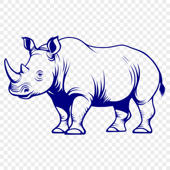 Large rhino standing in a savannah landscape, suitable for vector design and cutting machine projects.