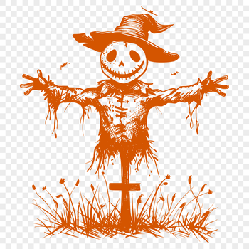 A stylized vector illustration of a full-body witch figure in a spooky atmosphere, perfect for crafting and design projects.