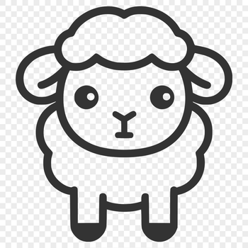 A simple line drawing of a full-body farm animal sheep.
