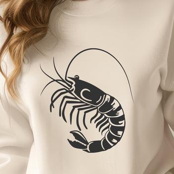 An accurate rendering of a prawn from various angles, suitable for design and art purposes.