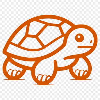 A simple line drawing of a cute tortoise in full body view.