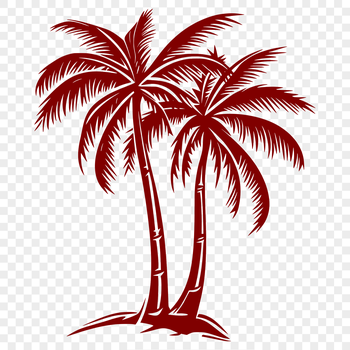 Illustration of a palm tree with fronds and trunk against a white background.