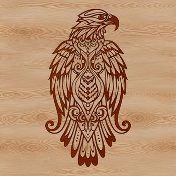 A majestic eagle perched on a branch, rendered in detailed vector art.