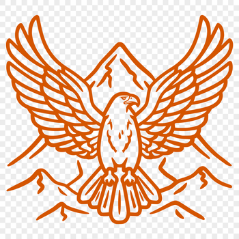 A soaring eagle in mid-flight, its wings spread wide as it glides through the air.