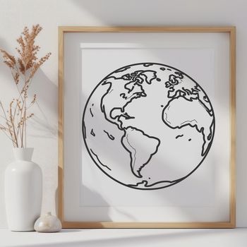 An illustration of our planet from a 3D perspective.