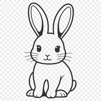 A cute cartoon rabbit sitting on its hind legs, ideal for crafting or design projects.