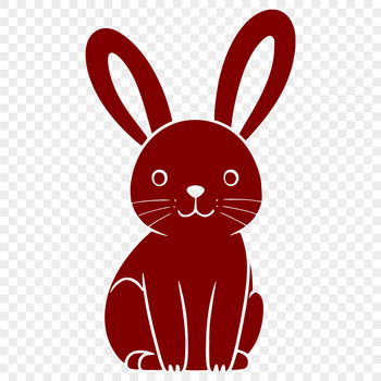 A digital drawing of a seated rabbit created as a clip art design for various applications.