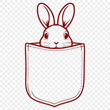 A cartoon-style illustration of a rabbit's head peeking out from behind an object, suitable for Easter-themed designs.