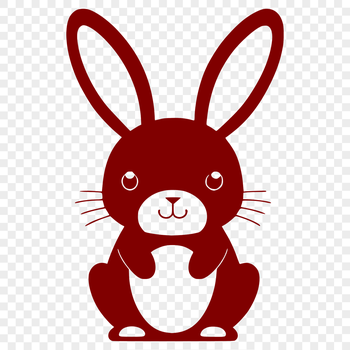 A full-body illustration of a sitting rabbit in a simple design.
