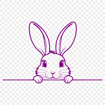 A cartoon rabbit's head peeking out from behind a leaf, created as an SVG vector graphic.