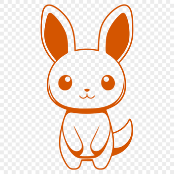 A digital illustration of a full-body rabbit sitting on its hind legs.