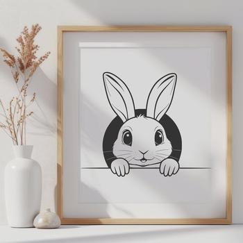 A detailed illustration of a rabbit's head, suitable for vector art and commercial or personal use.
