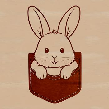 A white rabbit with a long nose peeking out from behind a green background.