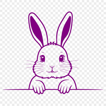 A simple vector illustration of a rabbit's head peeking out from behind objects.