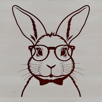 An illustration of a rabbit wearing spectacles for a whimsical design.
