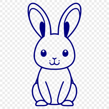 A detailed illustration of a rabbit sitting in a relaxed pose, ideal for crafting and design projects.