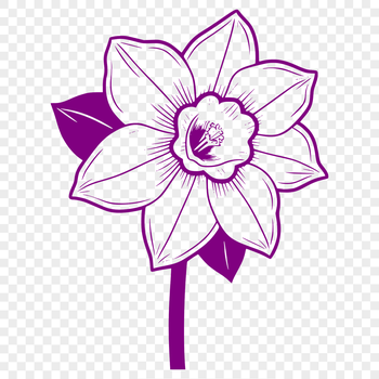A simple illustration of a daffodil flower, suitable for vector graphic designs and cutting machine projects.