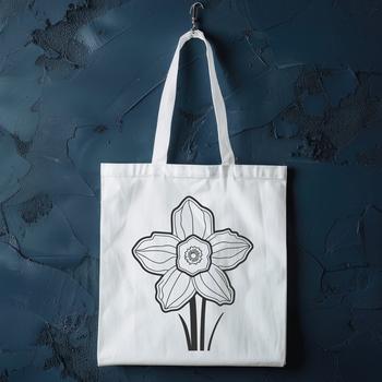 A vector illustration of a single daffodil plant in bloom.