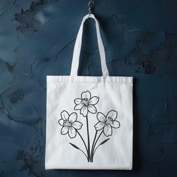 A vector illustration of a single white daffodil flower with bright yellow trumpet-shaped center.