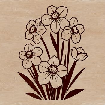 Illustration of a daffodil flower in a vector format, suitable for digital design and crafting projects.