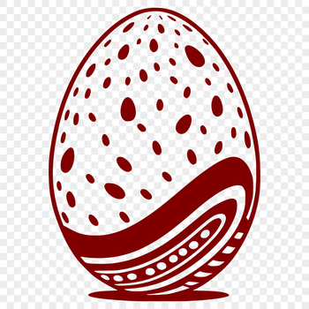 An illustrated Easter egg with colorful patterns and designs.