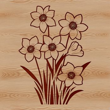 A single daffodil flower with long green stem in a realistic style, suitable for commercial or personal use.