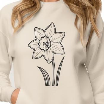 A simple illustration of a single daffodil flower in bloom, suitable for use in vector designs.
