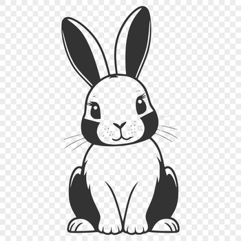 A sitting rabbit with full body depicted in a simple design.