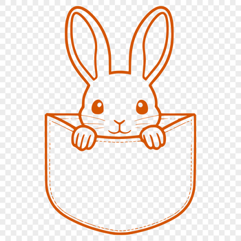 A cartoon rabbit peeking out from behind a decorative Easter-themed border.