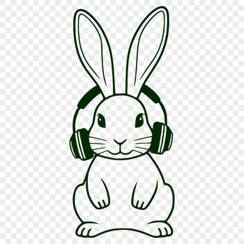 A cartoon rabbit sitting on its haunches, suitable for clip art and vector design.
