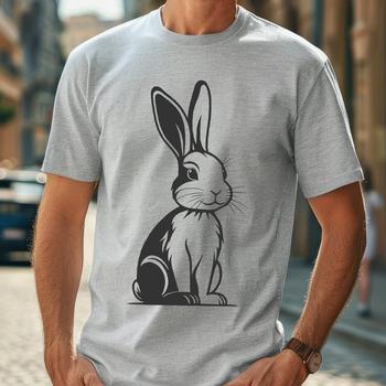 A full-body illustration of a sitting rabbit in a vector format.