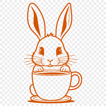 A simple illustration of a rabbit's head with detailed features and shapes.