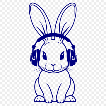 Vector illustration of a rabbit sitting in front of a background.