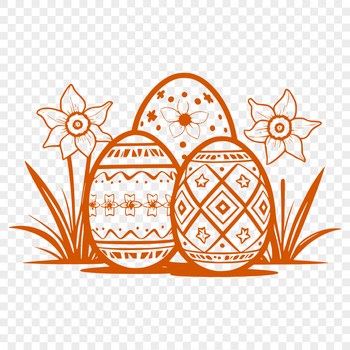 A colorful illustration of a decorated Easter egg with spring flowers surrounding it, symbolizing the holiday.