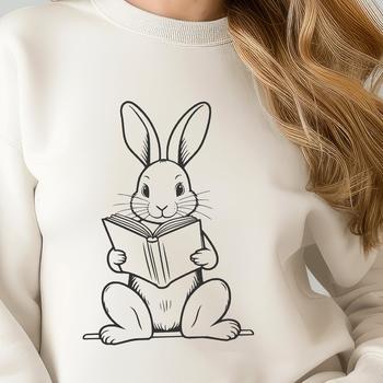 A detailed illustration of a full-body rabbit in a seated position, ideal for use as clip art or vector design.