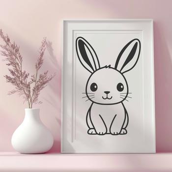 Rabbit sitting on its hind legs in full body pose, suitable for use as clip art or vector design.