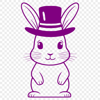 A sitting rabbit wearing a hat, depicted in vector format.