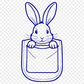 Close-up illustration of a rabbit's head peeking out from behind a object in the style of vector art.