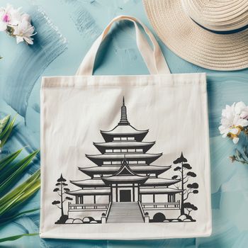 Vector illustration of a traditional Buddhist temple architecture.