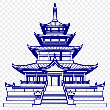 Buddhist temple architecture with intricate details, suitable for vector art design.