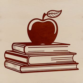 An illustrated apple book design, suitable for educational materials and teacher resources.