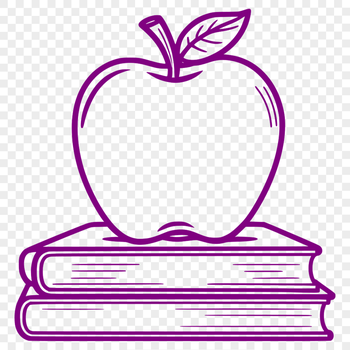 An illustration of a stylized Apple Book used for educational purposes in the classroom.