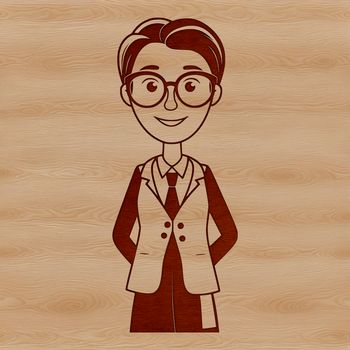 A stylized illustration of a woman in a professional setting, representing the education profession.