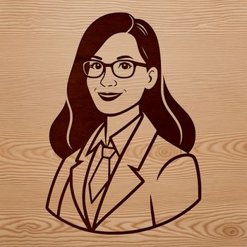 An illustration of a woman in a teaching role, suitable for use in educational contexts or graphic designs.